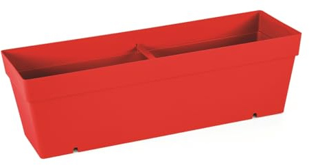2 eleganta Mansion dräneringslådor – kryddlådor med vattenflöde och droppskål – 52 x 17 cm yali balkonglådor med vattenuppsamling (röd)