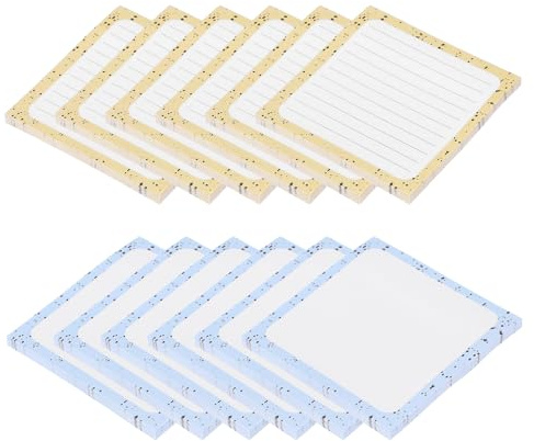 PATIKIL Haftnotizen Niedlich 3x3 12 Blöcke 600 Blatt Haftnotizen Selbstklebende s Blöcke Mit Linien Für Klassenzimmer Büro Must Have Zubehör Creme Blau/Creme Gelb