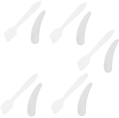 CLISPEED Espátulas De Maquillaje Para Crema Facial 10 Piezas Tamaño Pequeño Transparentes y Blancas, Aplicador Cosmético Portátil Para Mujeres y Niñas Viajes