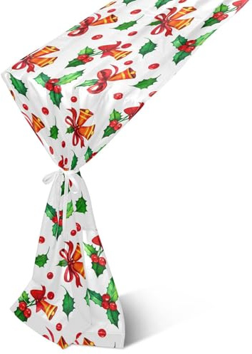 Hezely Christmas Bells Table Runner 18x108 Inches Gauze Cheesecloth Table Runner for Wedding Birthday Bridal Party Decorations