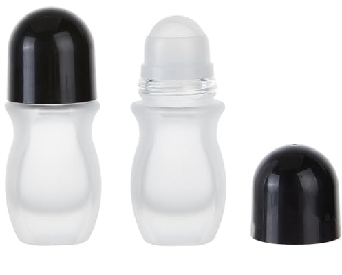 GORGECRAFT 2 botella de Vidrio Esmerilado con Roll-On para Aceites Esenciales de 30 ml Vacía Reutilizable para Desodorante Roll-On A Prueba de Fugas Rellenable para Viaje para Fragancias Y Cosméticos.