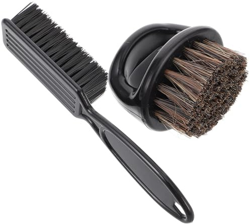 Bartbürsten Satz für Herren, Kunststoff, 1 Satz, Schwarz | Barbierbürsten für Kopfhaut und Haarlinie, Sanft bei Sensibler Haut, Entfernt Schnittreste