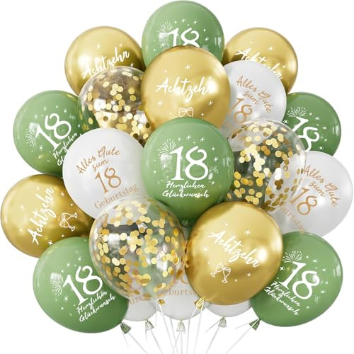 Luftballons 18 Jahre Geburtstag, 24 Stück Deko 18. Geburtstag Mädchen Junge