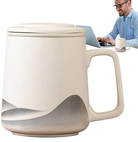 Fellflying Tasse À Thé Avec Infuseur Et Couvercle - Mug En Céramique Avec Filtre De 36cl | Tasse À Thé Pour | Pour Les Hommes Et Les Femmes Les Amateurs Le Lieu De Travail Les Bureaux Le Voyage Les