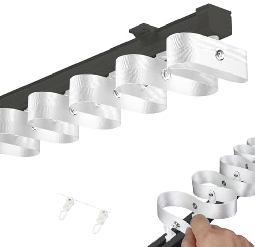 Bastone per tenda da soffitto, 1-6 m, design ondulato, montaggio a parete/soffitto, accessori completi, ideale per ospedali, uffici e hotel, soluzione durevole ed elegante
