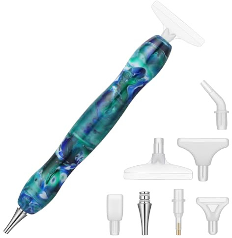Diamond Art Pens Crystal Painting Pen Painting Pick Dot Drill Pen Kit Pens Accessories Tools Set Multi Placer Tips Ergonomic Resin Point Drill Plastic for DIY Craft Comfort Grip Rainbow Green