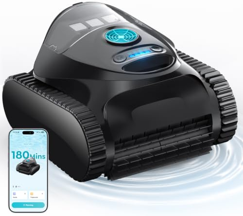 C1 Robot Piscina Limpiafondos y Paredes, Autonomía 180 min, Doble Filtración, 3 Motores, Control por App, Robot Limpiafondos Piscina Inalámbrico 150㎡, Azul Oscuro