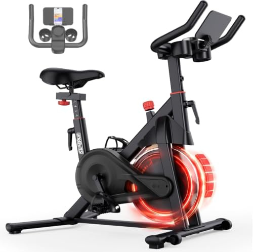 Superun Vélo d'Appartement Intérieur avec 32 Niveaux de Résistance Magnétique Réglable, Vélo d'Appartement Connecté APP, Coach de Sport IA, Suivi en Temps Réel des Données d'Exercice, Charge Max 136KG