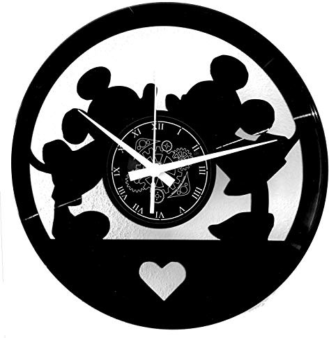 Instant Karma Clocks | Wanduhr Kuss Silhouette | Mäuse Liebe Freunde Motiv | Romantische Dekoration | Modernes Design Accessoire