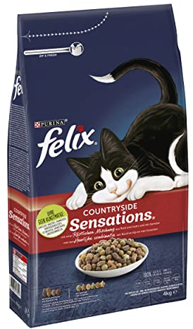 FELIX Countryside Sensations Katzenfutter trocken, mit Rind und Huhn, 1er Pack (1 x 4kg)