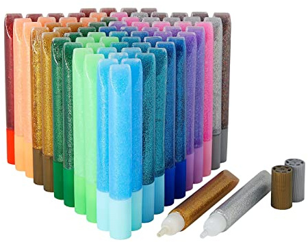 Imagine Studios Glitzer-Klebestifte (Set, 72 Stück) - Ideal für Kinderbastelarbeiten, Schulprojekte, Papier-Kunstwerke etc. 12 Verschiedene Metallic- und Neonfarben - 11,2 cm Lang