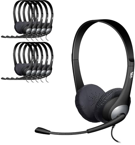 Cyber Acoustics AC-204 Carton of 24 Stereo Classroom Headsets w/Single Plug and Y-Adapter