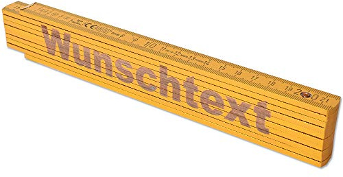 TE-Trend 2m Zollstock Gravur Meterstab Metermaß Gliedermaßstab Maßstab Wunschtext Namen Text 20 Zeichen Geschenk Gold