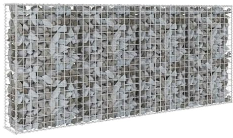 Mur à gabion avec couvercles Acier galvanisé 200 x 20 x 85 cm