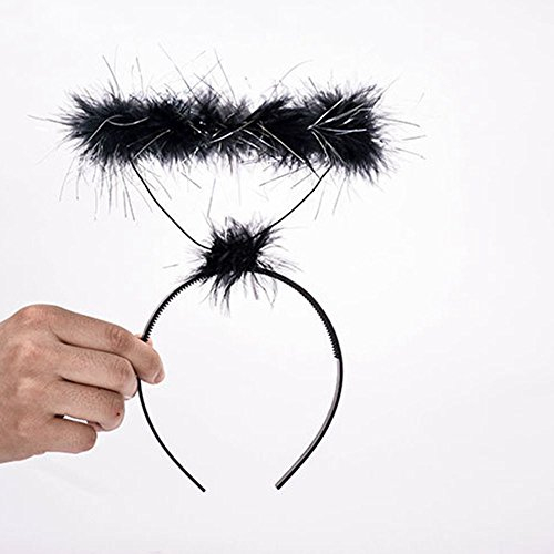 DadaAA Weihnachtsengel Halo Stirnband Feder Engel Stirnband für Erwachsene Kinder 2 Pack (schwarz)