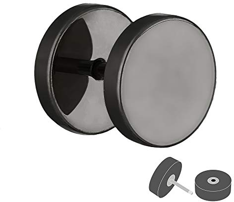Treuheld Fake Plug - Titan Ohrstecker zum Schrauben - Schwarz - Damen & Herren - 10mm