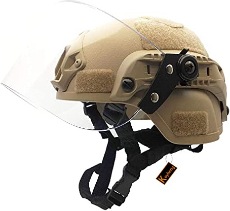 Casco Mich 2000 Leggero e Veloce con Visiera Parasole Trasparente per Airsoft Paintball CS War Games Sport all'Aria Aperta