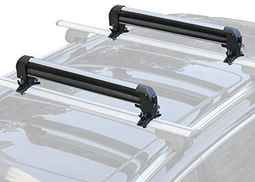 Leader Accessories Car Ski Snowboard Roof Racks, Fits Up to 6 Pairs of Skis or 4 Snowboards, 2 PCS Universal Ski Roof Rack Carriers Snowboard Top Holder, Lockable Fit Most Vehicles Equipped Cross Bars