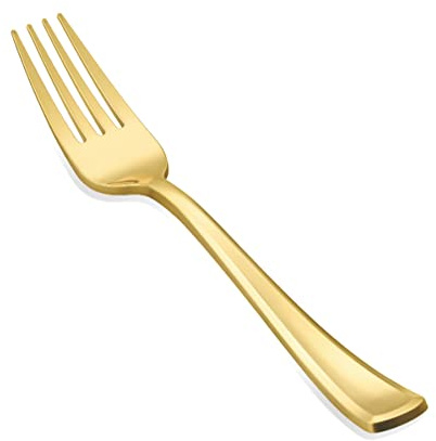 N9R 72PCS Gold Plastic Forks, Solid, Durable and Heavy Duty Plastic Forks, Perfect Utensils for Parties, Thanksgiving, Christmas and Daily Use