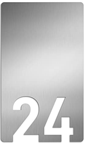 AlbersDesign - individuelle Edelstahl-Hausnummer, mit 3D Effekt aus gebürstetem Edelstahl (V2A)