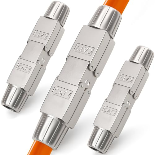 HB-DIGITAL 3x CAT 7 Netzwerkkabel Verbinder LSA werkzeugloser | CAT 7 STP, feldkonfektionierbare Kupplung, Adapter Verlängerung, für LAN Verlegekabel, Ethernet Installationskabel