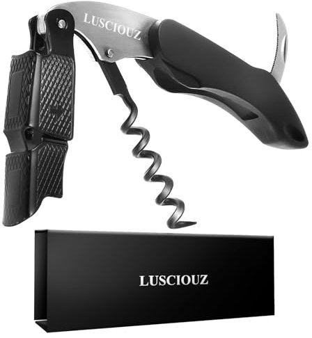 LUSCIOUZ Zero Resistance Corkscrew Silent Wine Bottle Opener Wine Key Made in Japan Double Action (silver101)