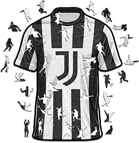 Iconic Puzzles - Juventus Jersey, Puzzle di Legno con licenza ufficiale, 100% sostenibile, regalo per adulti e bambini, taglia S, 150 Pz