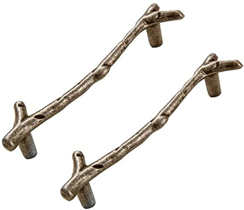 GIVBRO 2 x Möbelgriffe, Schrankgriff, Baumzweige, Schubladengriff mit Schrauben für Bücherregal, Kleiderschrank, Schublade, Kupfer, 128 mm