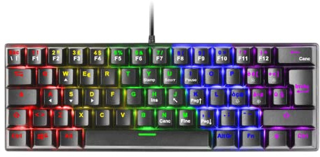 Mars Gaming MK60 Nero, Tastiera Gaming Meccanica FRGB, Antighosting, Switch Meccanico Blu, Lingua Italiano