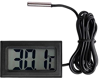 Digital LCD Thermometer Panels Temperature Monitor with External Probe For Fridge Freezer Refrigerator Aquarium Black