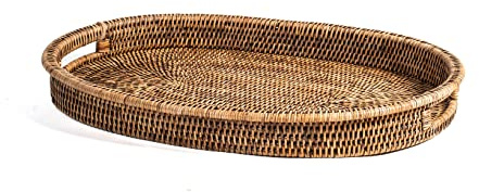 H&H Vassoio Ovale In Rattan Cm 52X36X5H