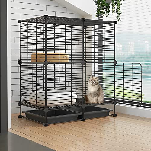 Katzenkäfig Katzengehege Innen -DIY Kleintierkäfig Haustierprodukte Tragbarer Metalldraht Käfig,Heimwerker-Laufstall FüR DraußEn/Indoor/Balkon/Zuhause/Terrasse (Color : D, Size : 75 * 39 * 84cm(1))