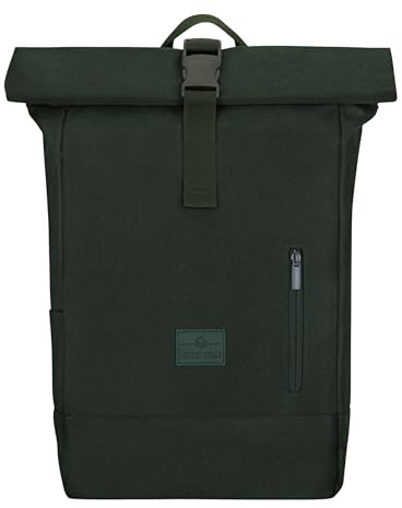 Johnny Urban Rucksack Damen & Herren Dunkelgrün - Robin Medium - Rolltop Mit Laptopfach für Uni Business Fahrrad - 15L - Nachhaltig - Wasserabweisend