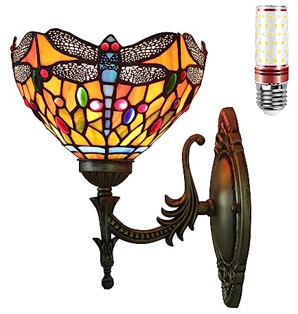 Uziqueif Tiffany Wandlampe, Wandleuchte Innen Vintage Wandlampe, Treppenhaus, Schlafzimmer, Wohnzimmer Wandleuchten aus Glas
