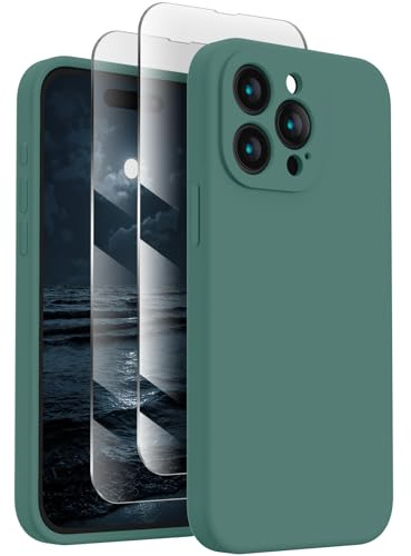 FireNova Designed for iPhone 15 Pro Max Case, 6.7, Midnight Green | Silicone Upgraded [Camera Protection] Phone Case, with Soft Anti-Scratch Microfiber Lining Inside