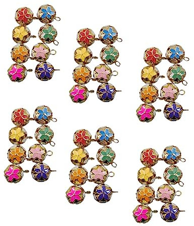 Garneck 14mm Hohl Kirschblüten Glöckchen Aus Eisen Bunte Selbstgemacht Anhänger Zubehör Für Schlüsselanhänger Armband Und Rucksack Japanischer Glockenanhänger Zum Basteln