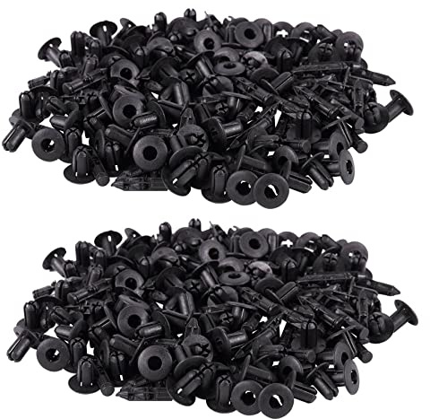 Feriany 200 rivetti in plastica per modanatura auto, foro da 5 mm, colore nero.