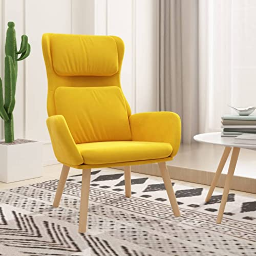Homgoday Relaxsessel Ruhesessel Fernsehsessel Einzelliegesessel Loungesessel TV-Sessel Einzelsofa Schlafsessel Sessel Lesesessel für Wohnzimmer Schlafzimmer Senfgelb Samt