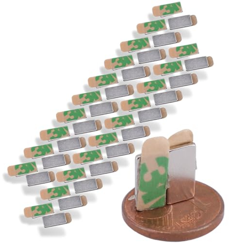 Neodym Magnet N52 Selbstklebend 10x5x1mm 850g Stark Klebemagnete Magnetplättchen Quader 1mm Flach 10mm x 5mm [40 Stück]