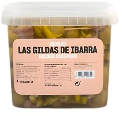 Zubelzu Gildas con Anchoa, Aperitivo Vasco en Vinagre, Cubo 788 g Escurrido (2036 g), Guindilla, Aceituna y Pepinillo – Formato Profesional para Hostelería (cubo de 788gr 40 PIEZAS)