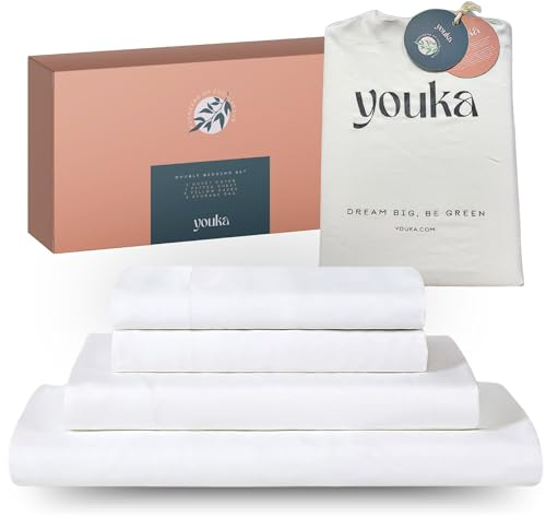 YOUKA Luxury Eucalyptus Silk Bedding King Size - Cooling Bed Sheets, Superior Softness, Sustainable Tencel - Oeko-Tex® Certified, Bamboo Alternative