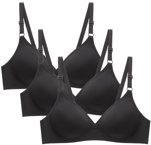 OVARA Women's Bras 3 Pack Ladies Non Wired Seamless Bras Comfortable Soft Wireless Everyday Bras with Adjustable Straps Wirefree Stretch Super Comfort Bra for Women