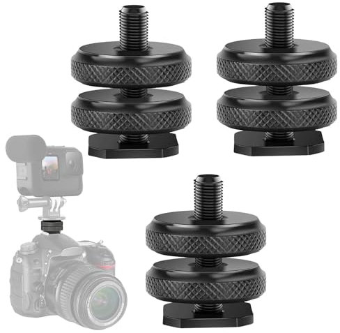Cerioll Blitzschuhadapter, 1/4 Schraube Blitzschuh, 3 Stück, Aluminium, Schwarz, Stativhalterung, Blitzschuhadapter