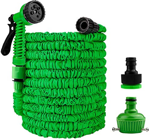 Garden Hose, Expandable 50FT 15M Flexible Anti-Leak Water Hose, Pipe Retractable with 8 Spray Functions, Extendable Garden Hose for Yard Watering Plants, Car Washing, Shower Pets