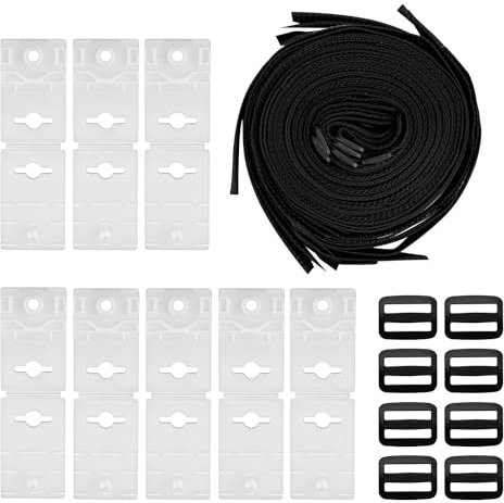 24pcs Solar Cover Reel Attachment Kit for In-Ground Swimming Pool, Including 8pcs Pool Solar Blanket Straps with Fastener Tabs & 8pcs Cord Plates & 8pcs Buckle