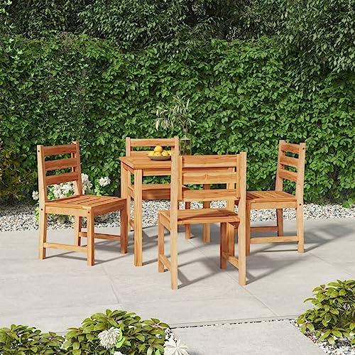 SFNIOKFG 5-teiliges Garten-ESS-Set aus Massivholz, Teakholz, Terrassen-ESS-Sets, Tisch und Stühle für den Außenbereich, Gartenmöbel, Garten-Ess-Set-3157178