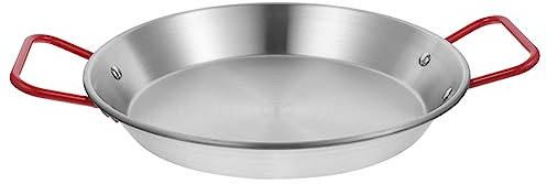 Quemador de inducción Paellera Sartén Antiadherente de 11,8 Pulgadas Plancha para Exteriores Paellera de Acero Inoxidable Revuelto Chino Paella para Exteriores Salteado Wok Sartén Parrilla Vaporera