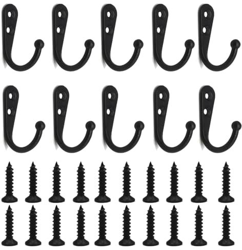 MWUMRCM 10 Piezas Ganchos, ganchos percheros de pared vintage con Tornillo, Ganchos Antiguos,Mini Ganchos para Colgar,Ganchos Individuales de metal Para Baño Cocina Dormitorio Armarios