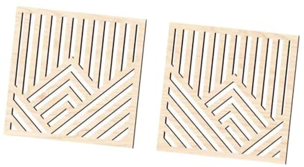 Gralara 2x Sculptures murales géométriques en bois, panneaux muraux abstraits en bois, couleur érable