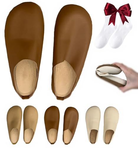 Women's Italian Leather Slippers/Orthopedic Shoes,Womens Slip on Closed Toe Orthopedic Mules&Clogs with Arch Support (Brown,6)